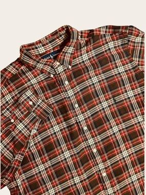 Ralph Lauren Men’s 2XLT Classic Fit Red Plaid Long Sleeve Button Down Shirt